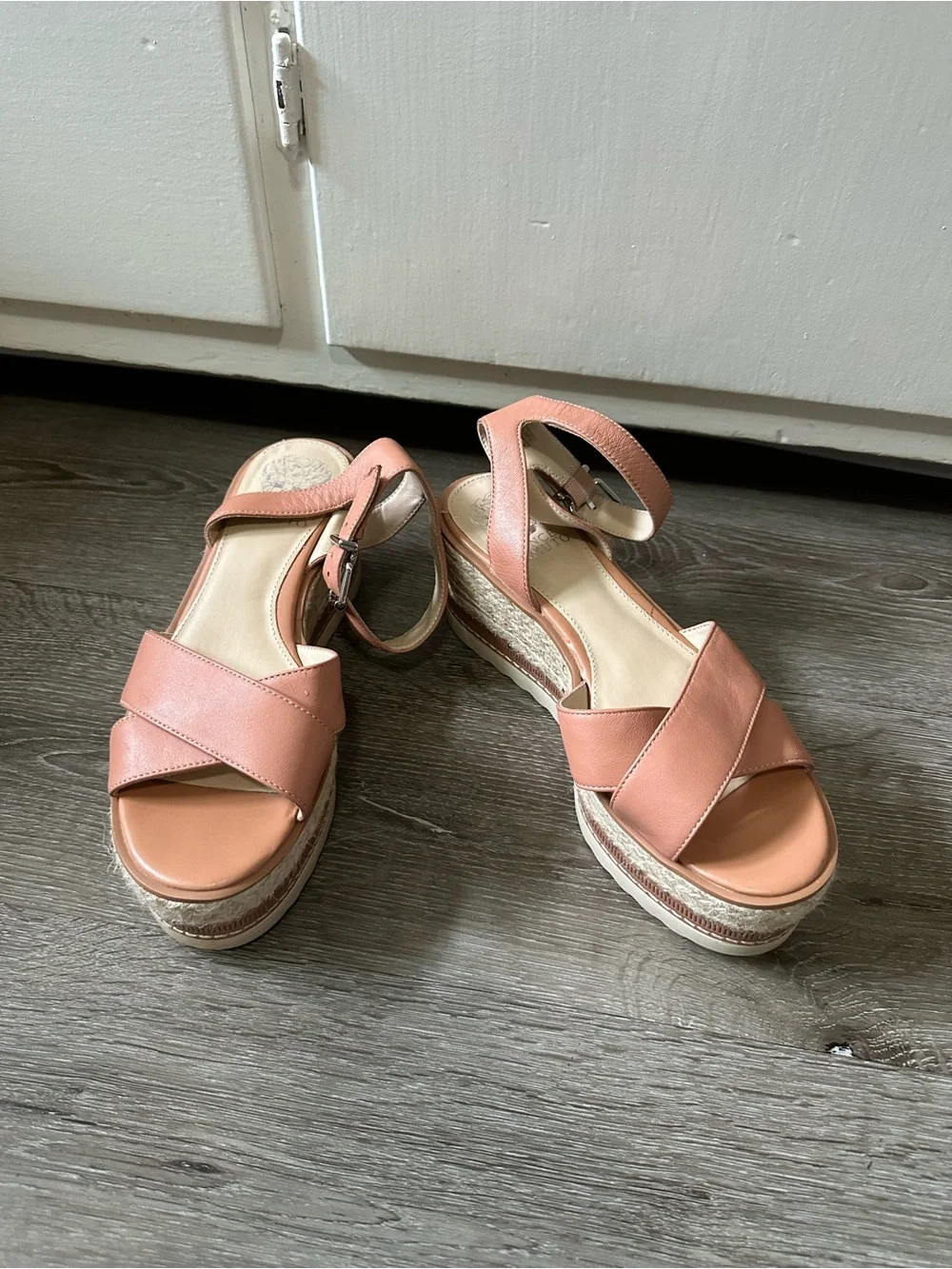 Vince Camuto Peach Platform Wedge Sandals with Ankle Strap